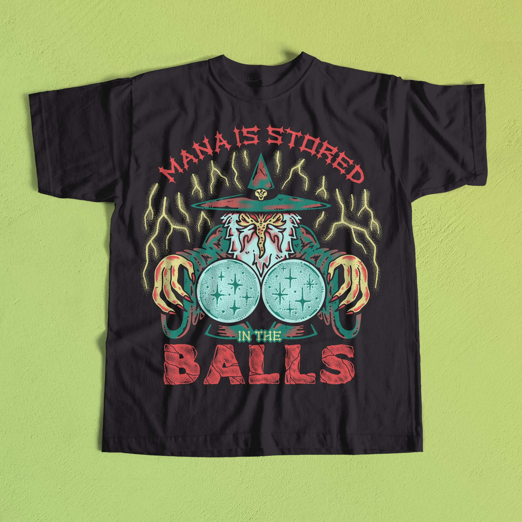 Mana is Stored in the Balls Tee – Wizard of Barge