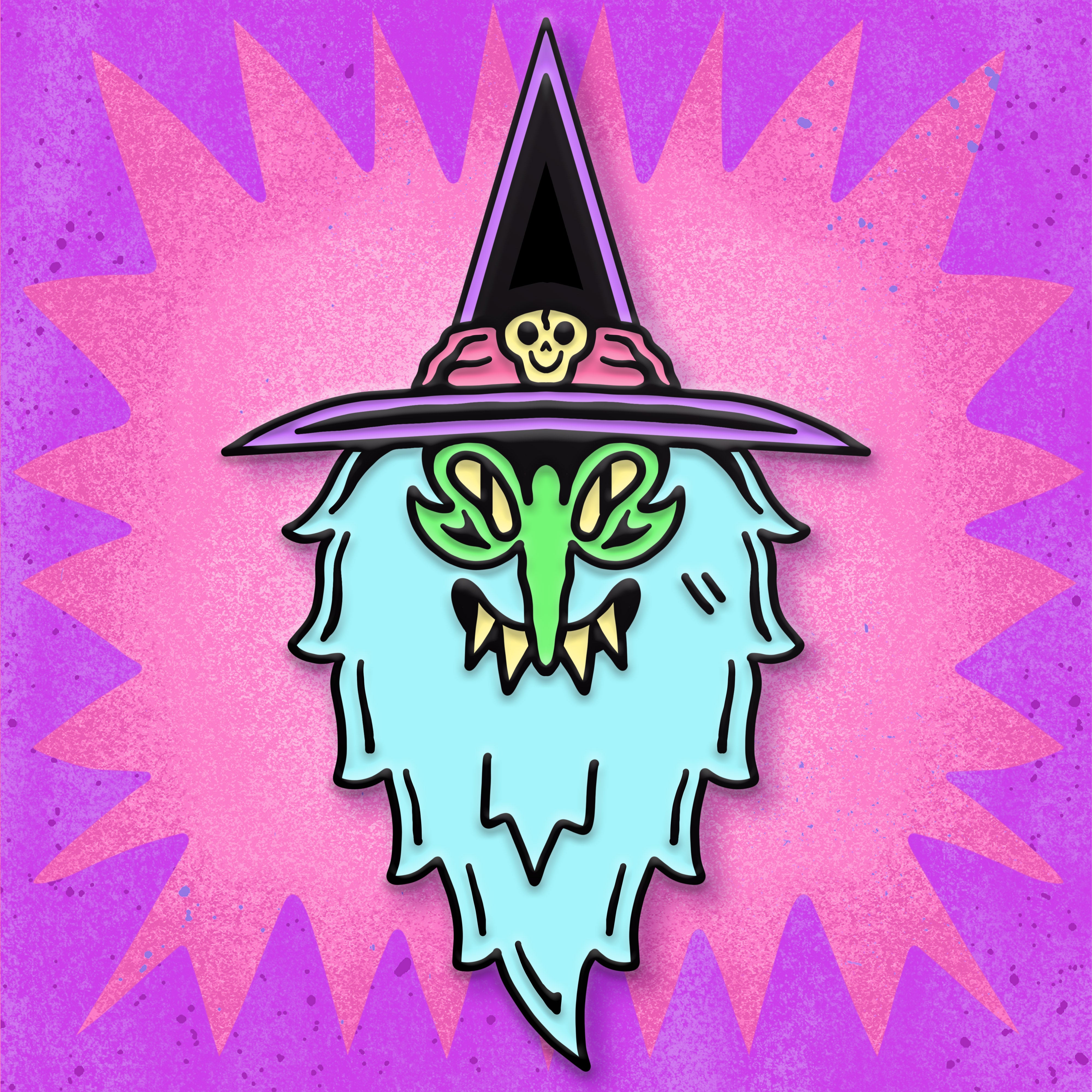 Cartoon Magic Wizard Cauldron Of Roses Enamel Pin Badge