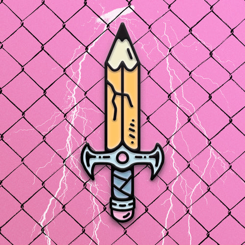 Pencil Sword Enamel Pin